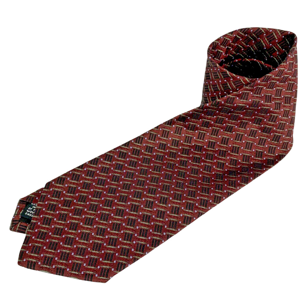 Hickey-Freeman Collection Mens Silk‎ Necktie Tie 58" Burgundy and Black Pattern